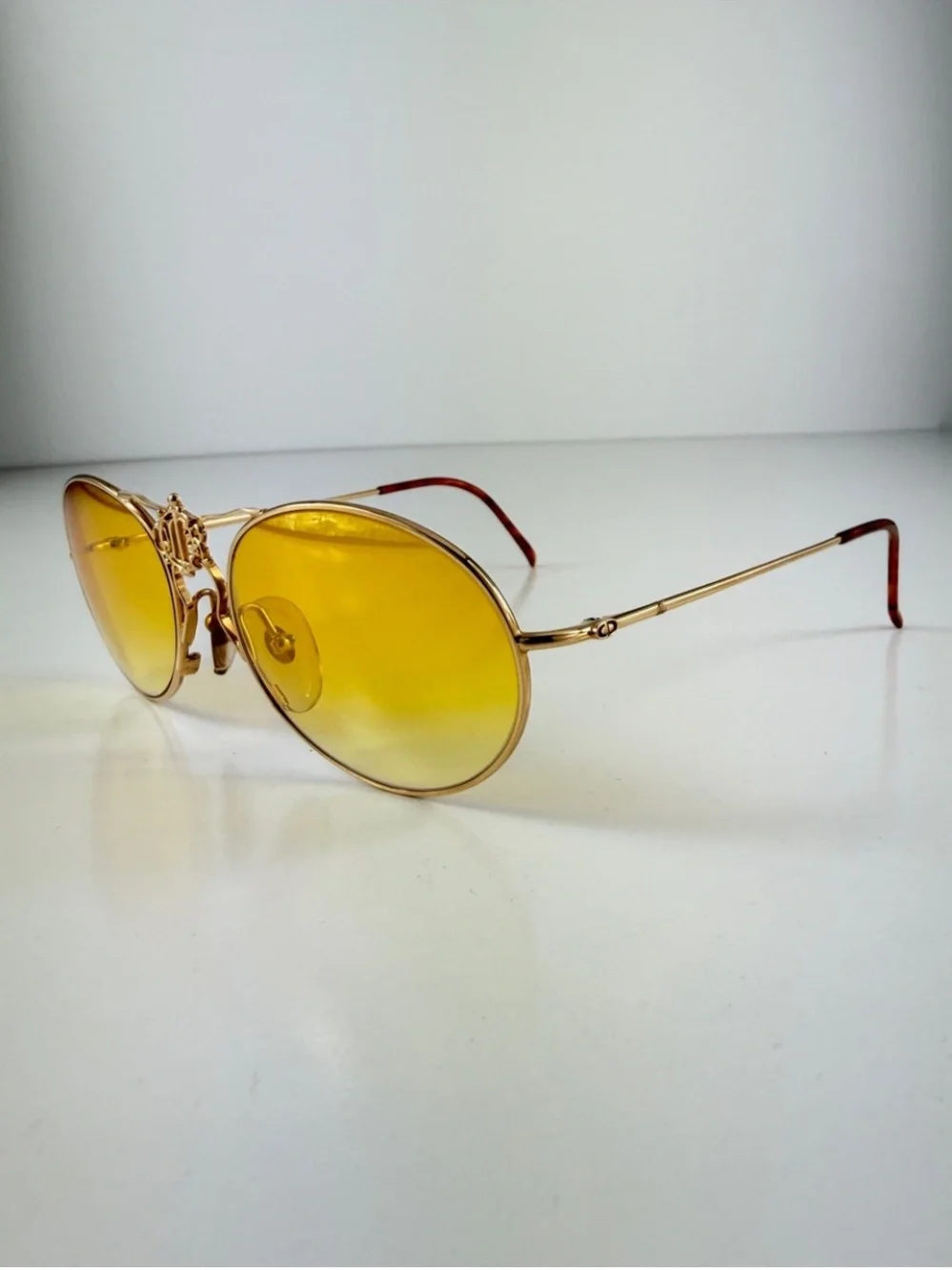 Dior 2640 Royal Crest DeadStock 80s Wire Aviator Custom Sunglasses Lens Full Set